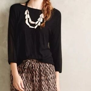 Anthropologie Moth Sabine Sheer Panel Sweater Black Medium
